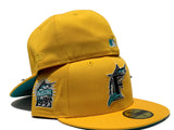 FLORIDA MARLIN 1993 INAUGURAL SEASON TAXI YELLOW TEAL BRIM NEW ERA FITTED HAT