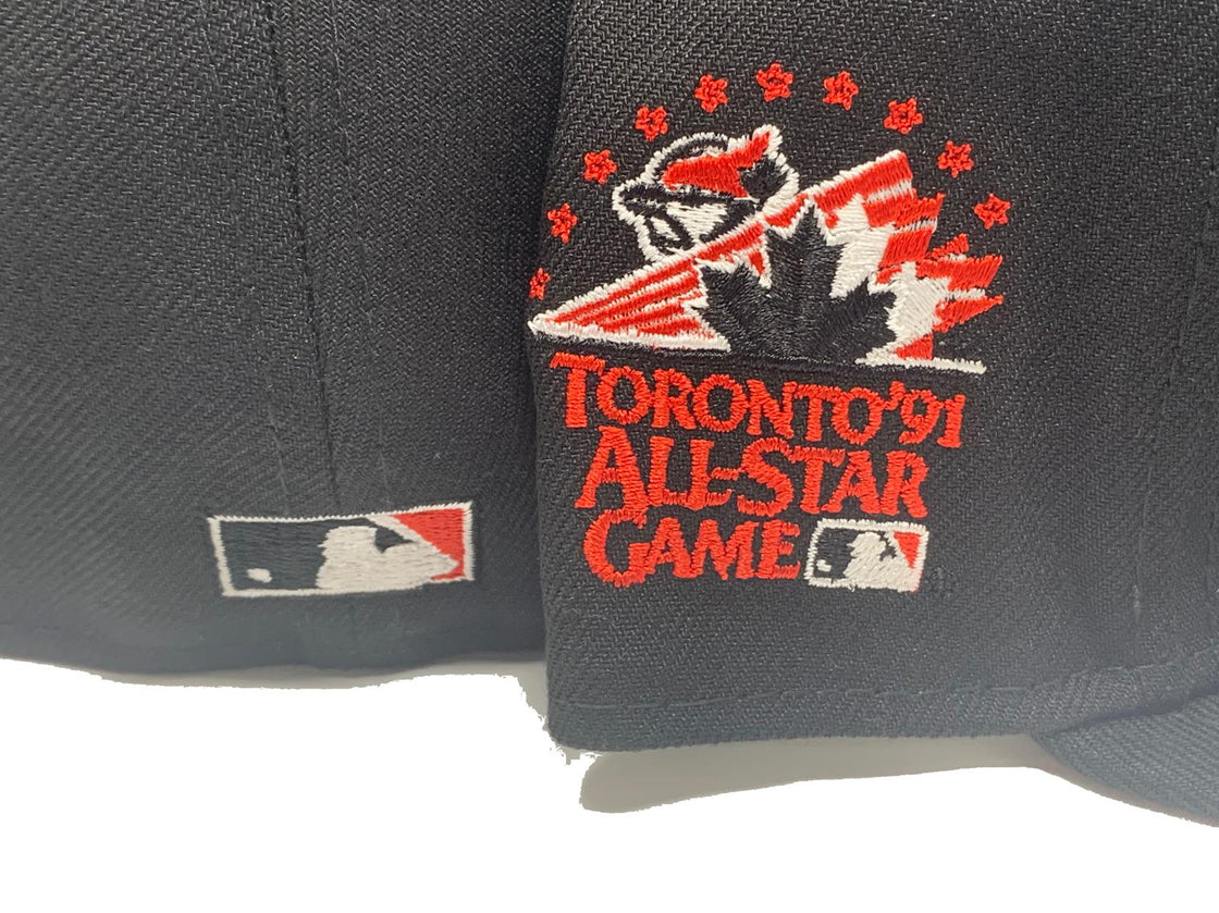TORONTO BLUE JAYS 1991 ALL STAR GAME BLACK RED BRIM NEW ERA FITTED HAT