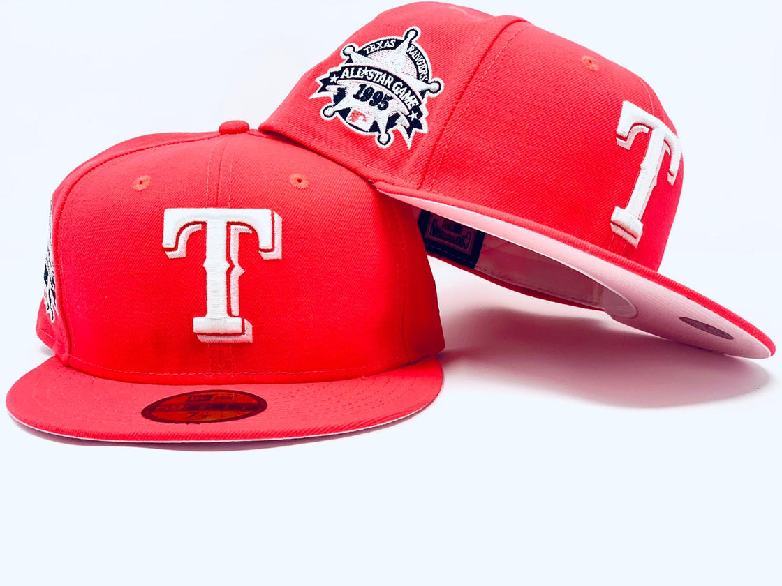 TEXAS RANGERS 1995 ALL STAR GAME  INFRARED PINK BRIM NEW ERA FITTED HAT