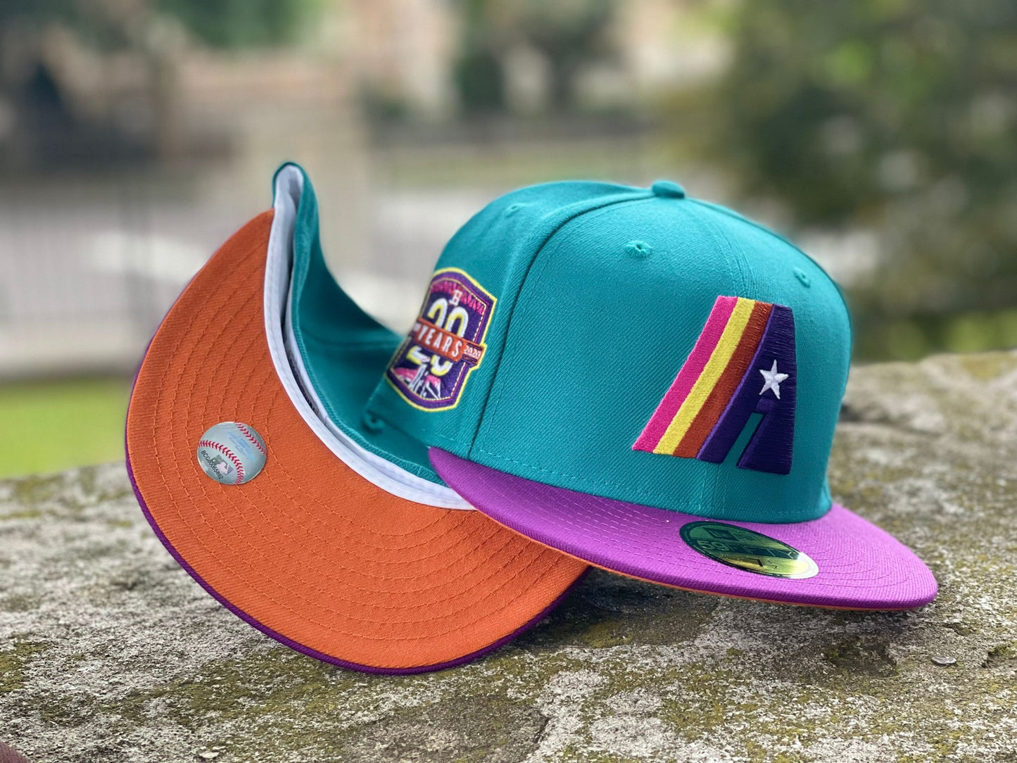 HOUSTON ASTROS 20TH ANNIVERSARY RUST ORANGE BRIM NEW ERA FITTED HAT