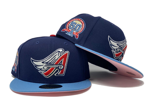 ANAHIEM ANGELS 50TH ANNIVERSARY BROWN BLACK CORDUROY VISOR PINK BRIM N –  Sports World 165