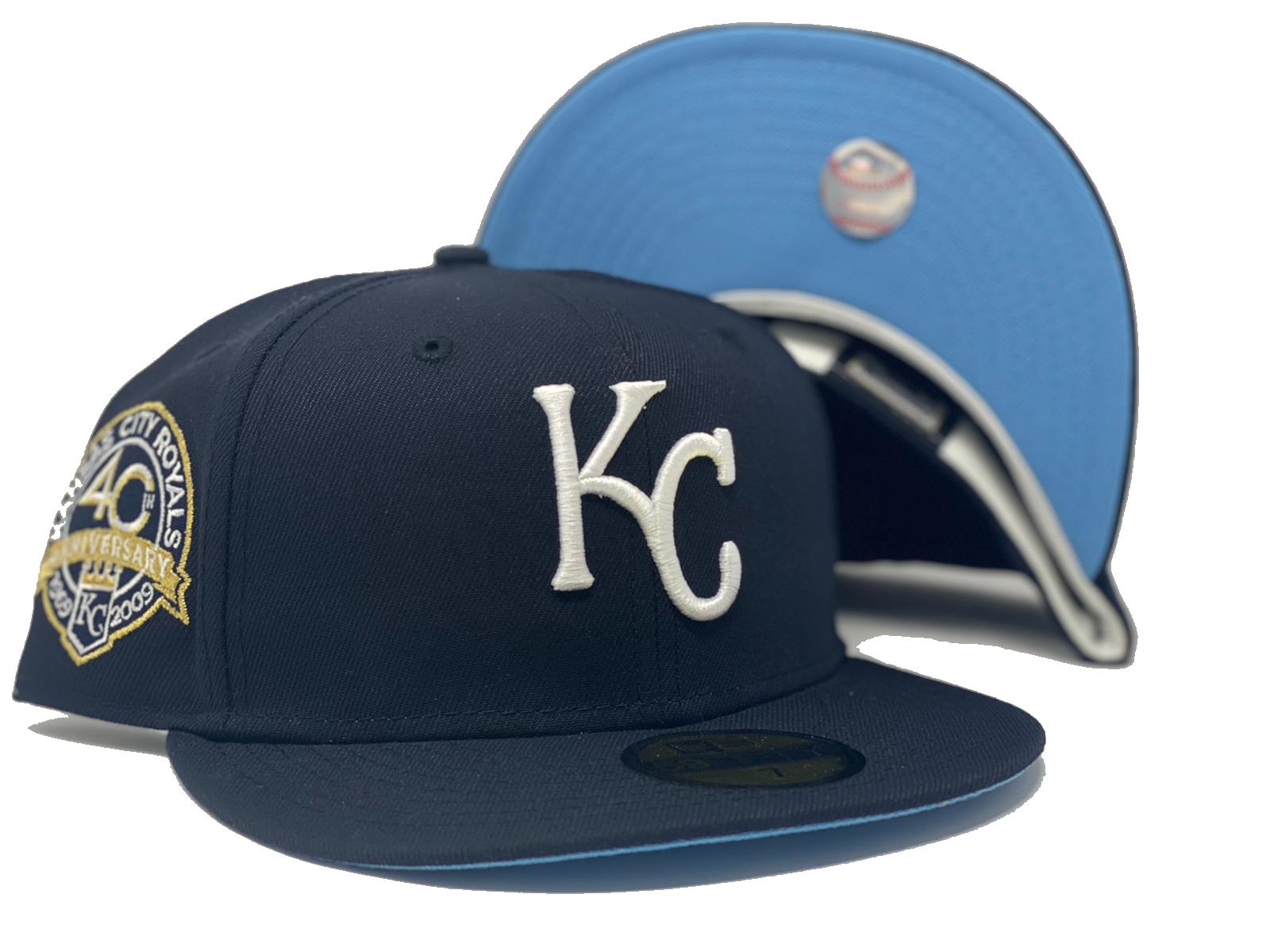 New Era 7 3/4 Kansas City Royals Cap Hat KC 40th An. Gray Maroon Icy Blue  UV MLB