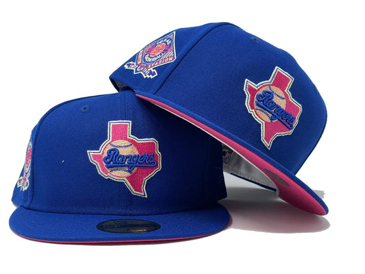 TEXAS RANGERS ARLINGTION STADIUM FUSION PINK BRIM NEW ERA FITTED HAT