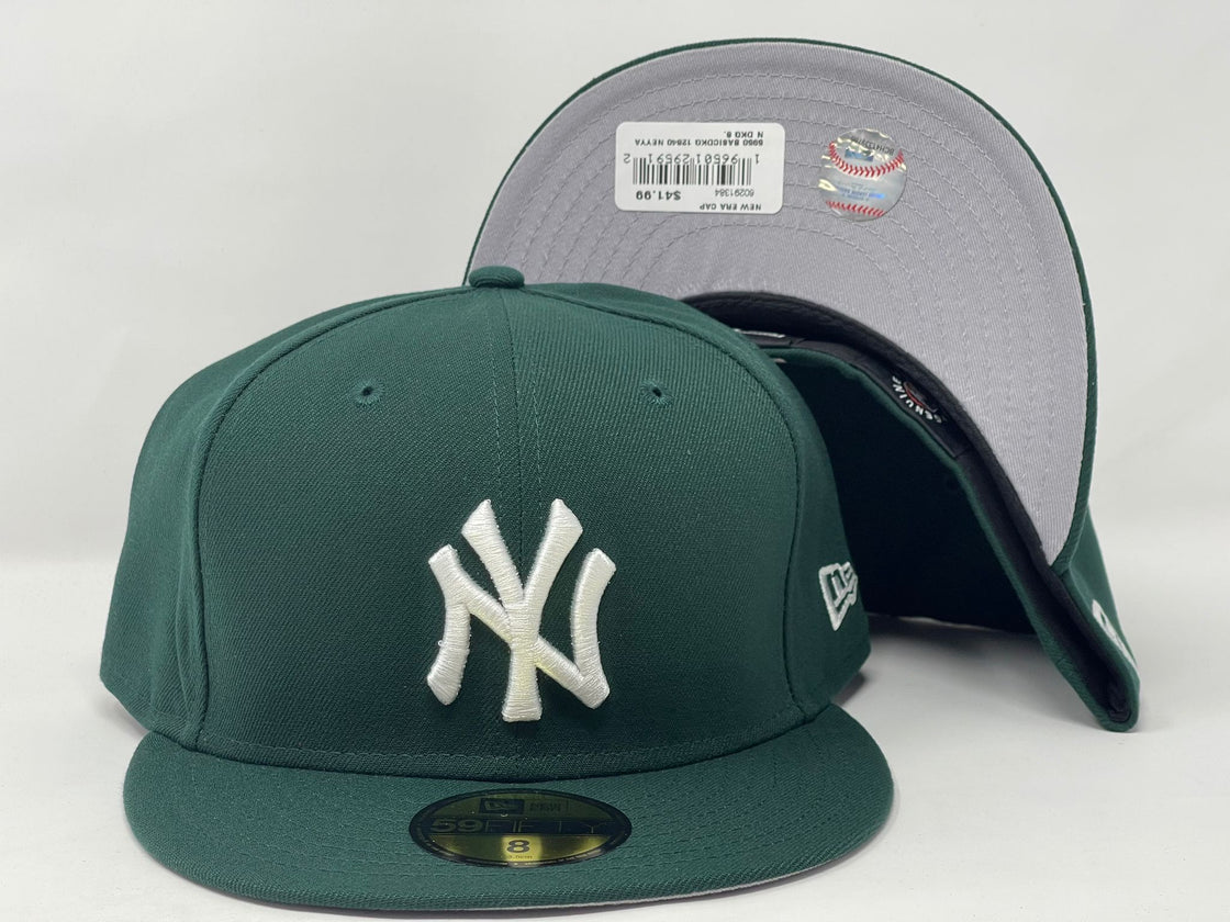 NEW YORK YANKEES DARK GREEN GRAY BRIM NEW ERA FITTED HAT