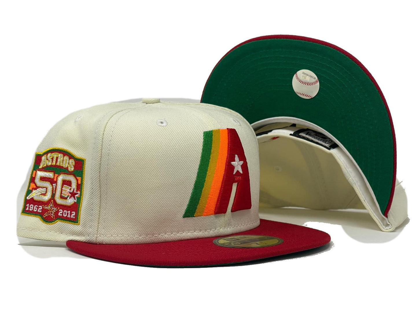HOUSTON ASTROS 50TH ANNIVERSARY GREEN BRIM NEW ERA FITTED HAT