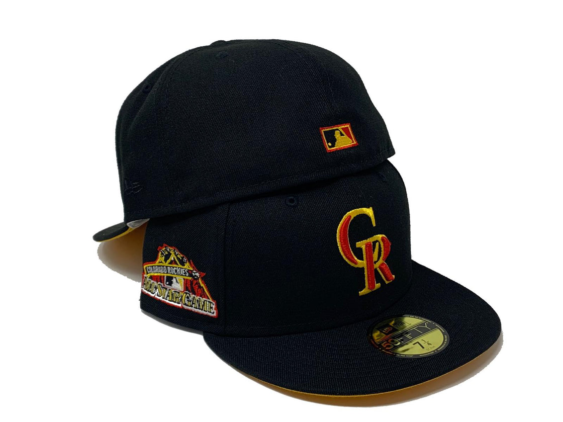 COLORADO ROCKIES 1998 ALL STAR GAME BLACK YELLOW BRIM NEW ERA FITTED HAT