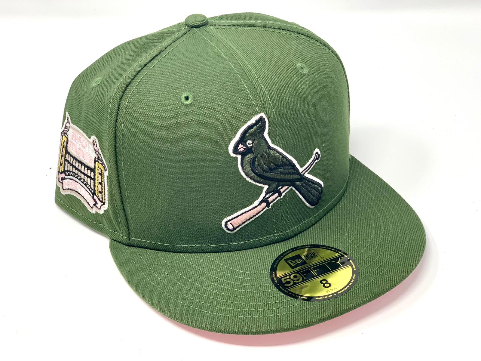 ST. LOUIS CARDINLAS BUSCH STADIUM OLIVE PINK BRIM NEW ERA FITTED