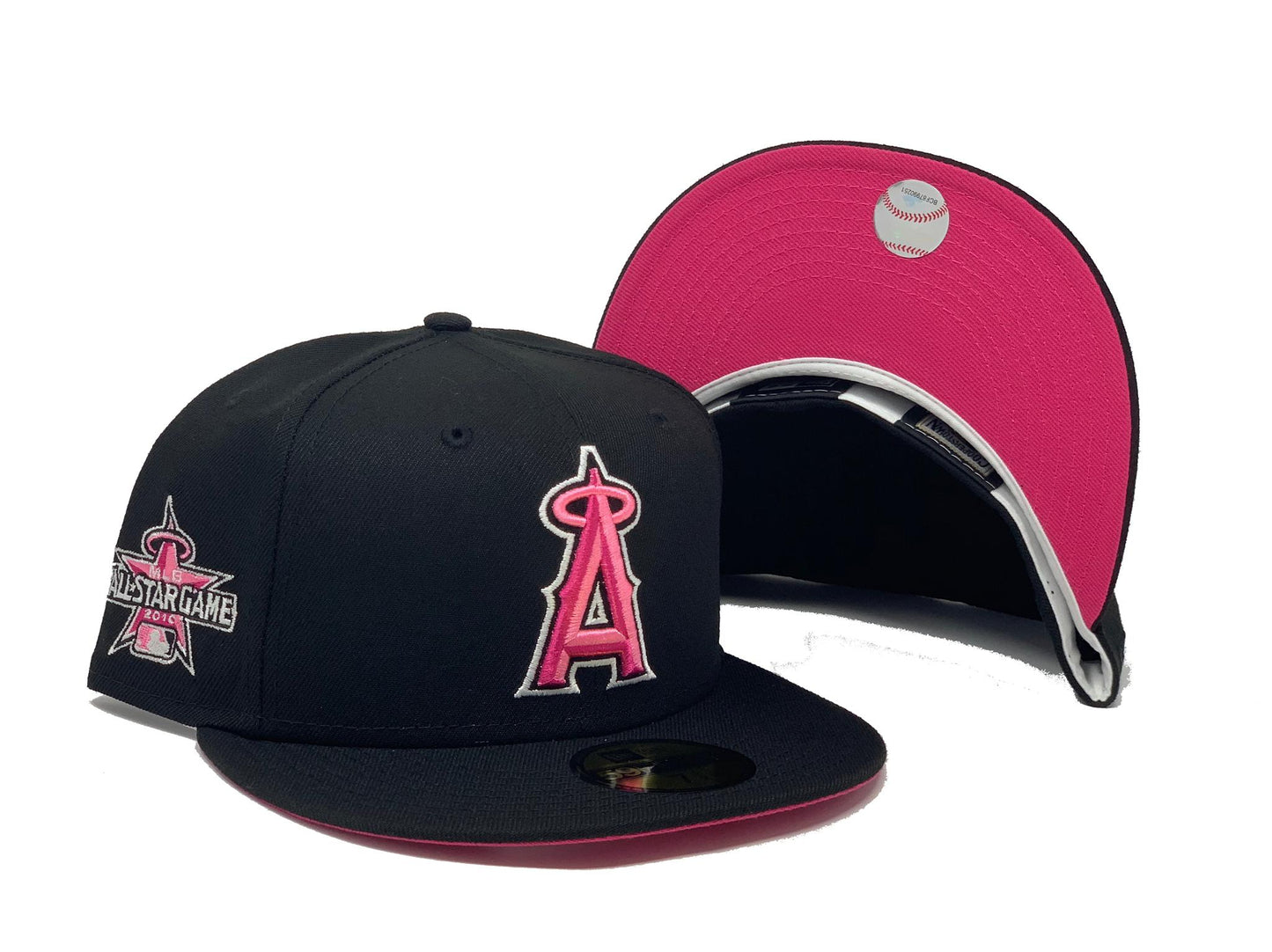 LOS ANGELES ANGELS 2010 ALL STAR GAME BLACK FUSION PINK BRIM NEW ERA FITTED HAT