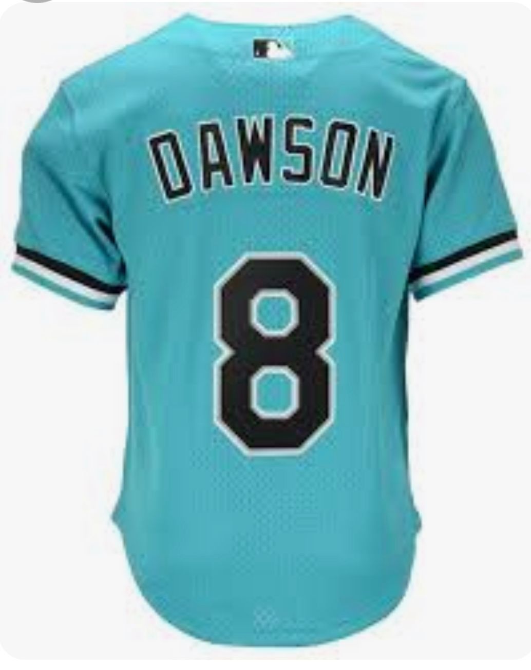 Men's Florida Marlins Andre Dawson Mitchell & Ness Teal Cooperstown  Collection Mesh Batting Practice Button-Up Jersey