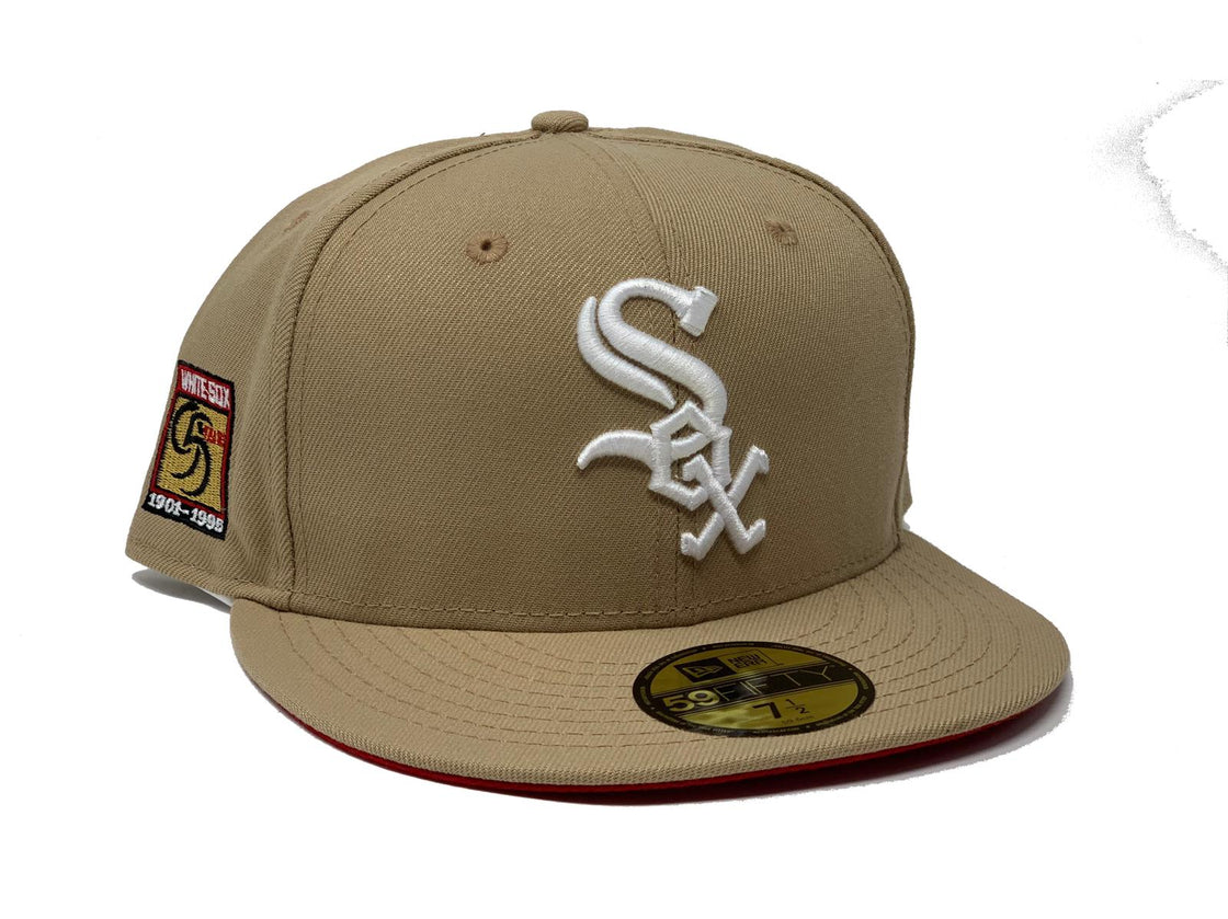 CHICAGO WHITE SOX 95TH ANNIVERSARY TAN RED BRIM NEW ERA FITTED HAT