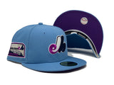 MONTREAL EXPOS OLYMPIC STADIUM " CONCORD GRAPE" SKY BLUE SPARKLING GRAPE BRIM NEW ERA FITTED HAT