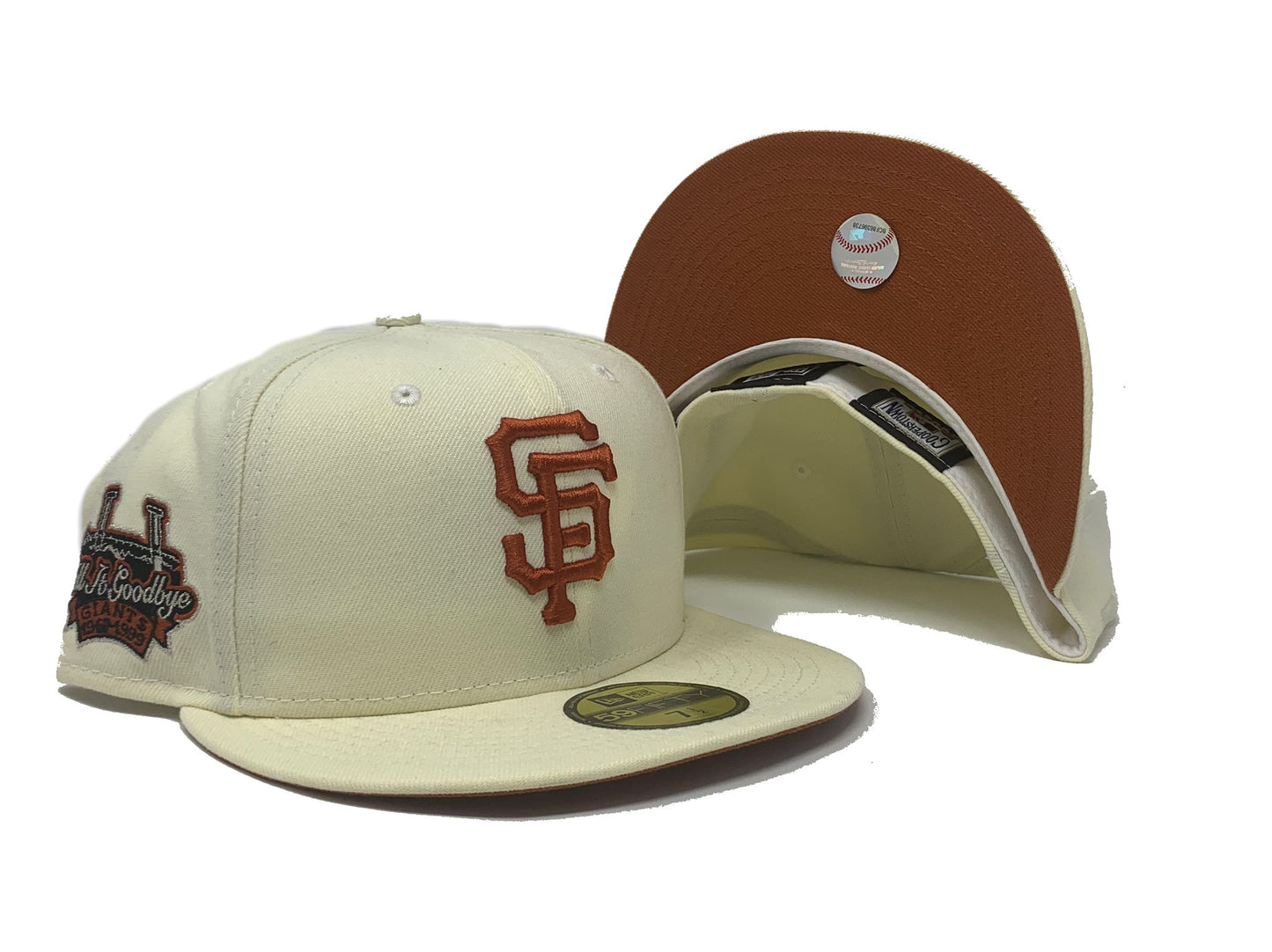 SAN FRANCISCO GIANTS " TELL IT GOODBYE" CANDLESTICK PARK FALL ORANGE BRIM NEW ERA FITTED HAT
