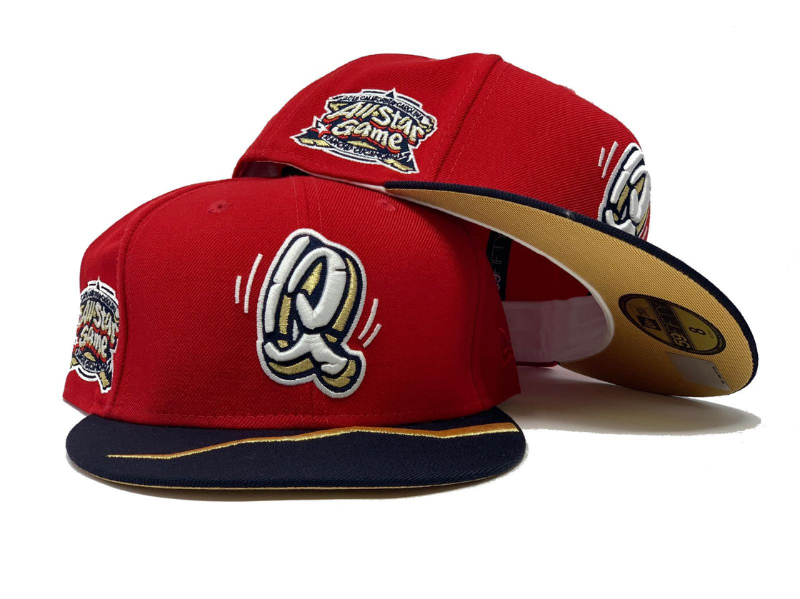 RANCHO CUCAMONGA QUAKES ALL STAR GAME RED METALLIC GOLD BRIM NEW ERA FITTED HAT