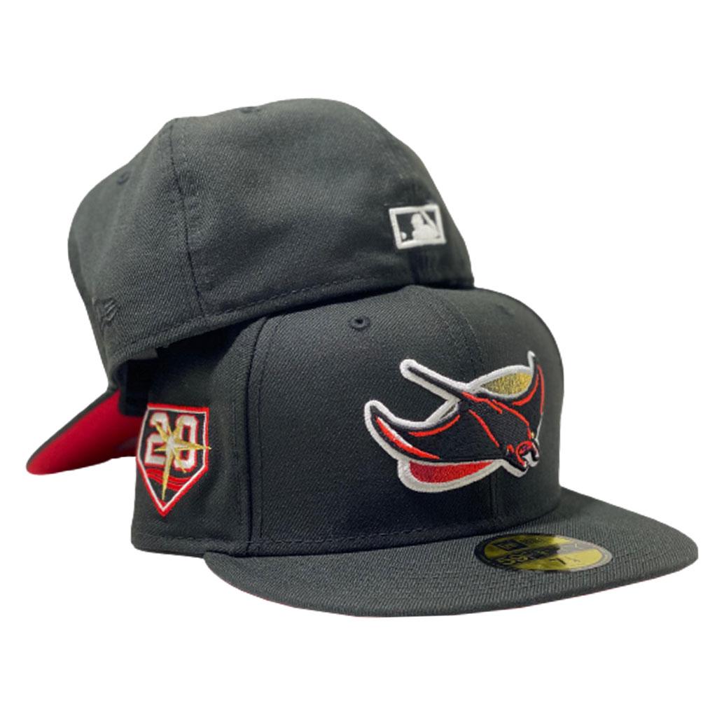 TAMPA BAY 20TH SEASON BLACK RED BRIM NEW ERA FITTED HAT