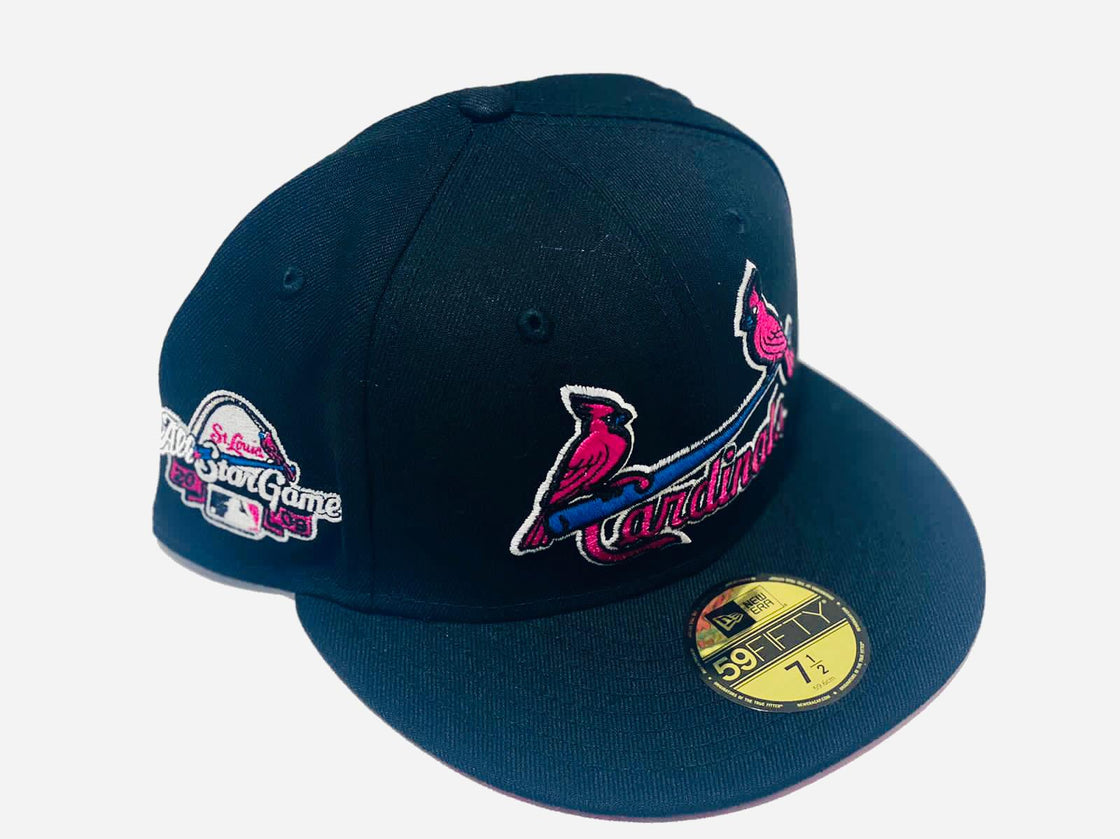 ST. LOUIS CARDINALS 2009 ALL STAR GAME BLACK FUSION PINK BRIM NEW ERA FITTED HAT