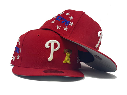 Red Philladelphia Phillies MLB Crystal Icons New Era Fitted Hat