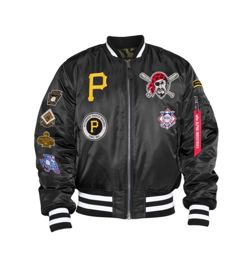 Pittsburgh Pirates Alpha Industries X New Era MA-1 Bomber Reversible Jacket – Black