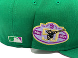 SAN DIEGO PADRES 50TH ANNIVERSARY GREEN PURPLE BRIM NEW ERA FITTED HAT