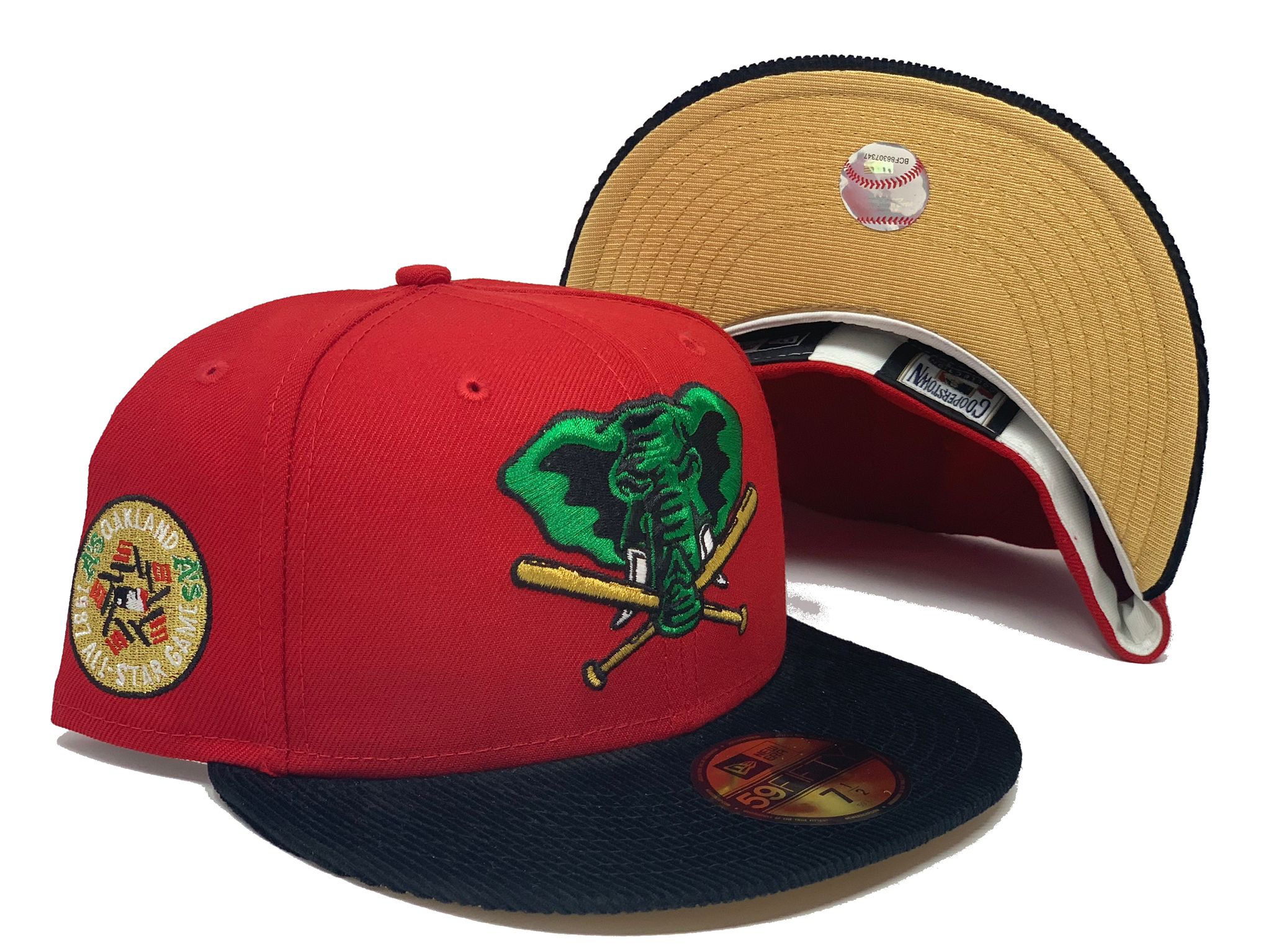 Oakland Athletics 1987 All Star Game New Era 59FIFTY Fitted Hat (Navy Cardinal Khaki Under BRIM) 7 1/8