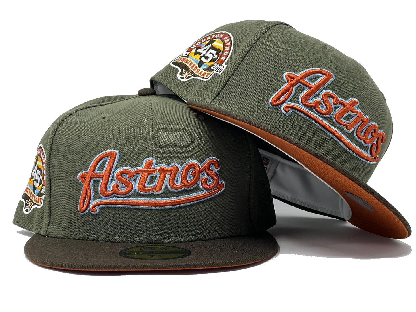 HOUSTON ASTROS 45TH ANNIVERSARY "FALL HARVEST PACK" RUST ORANGE BRIM NEW ERA FITTED HAT