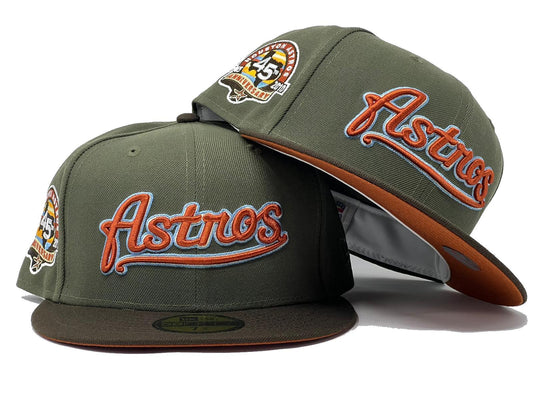 HOUSTON ASTROS 45TH ANNIVERSARY "FALL HARVEST PACK" RUST ORANGE BRIM NEW ERA FITTED HAT