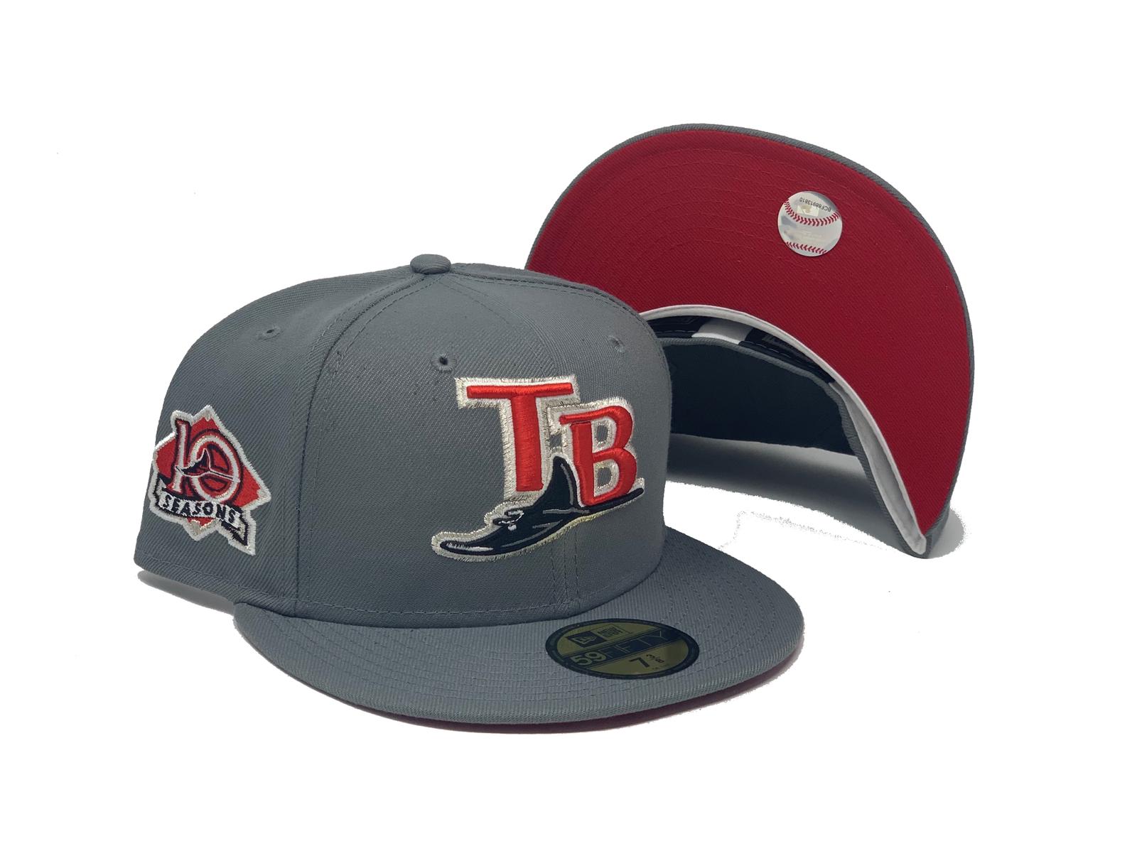 New Era Tampa Bay Rays Fitted Grey Bottom Red Black (10 Seasons  Embroidery)