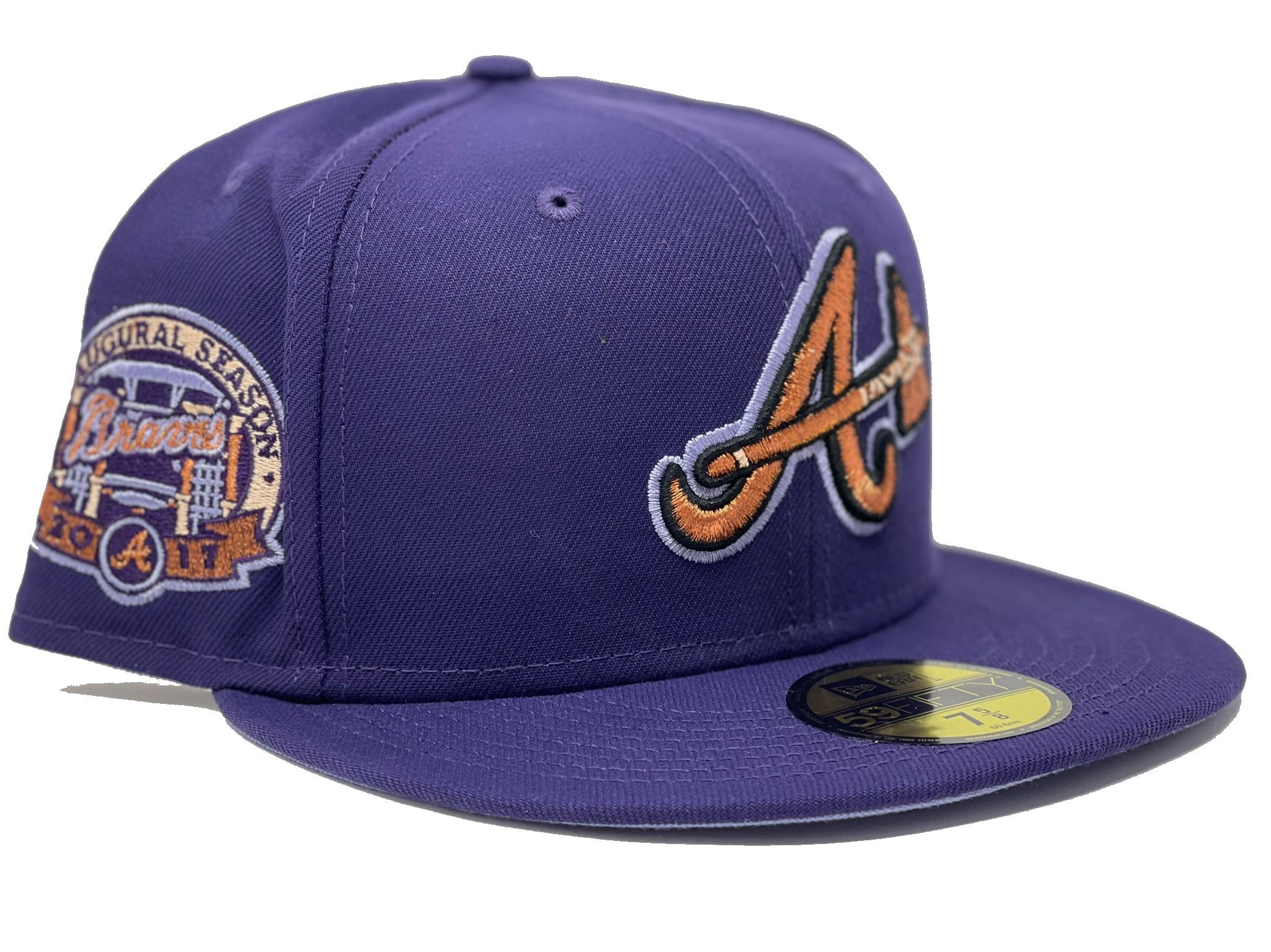 Men's New Era Tan/Black Atlanta Braves 30th Season Purple