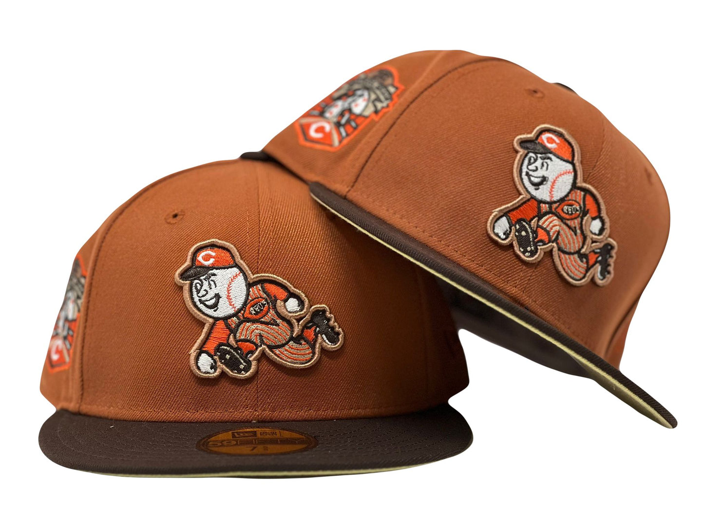 Cincinnati Reds 2003 Inaugural Season Rust Orange Brown Visor Vegas Gold Brim New Era Fitted Hat