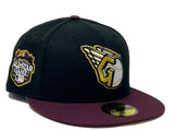 CLEVELAND GUARDIANS 2023 ALL STAR GAME BLACK MAROON VISOR VEGAS GOLD BRIM NEW ERA FITTED HAT