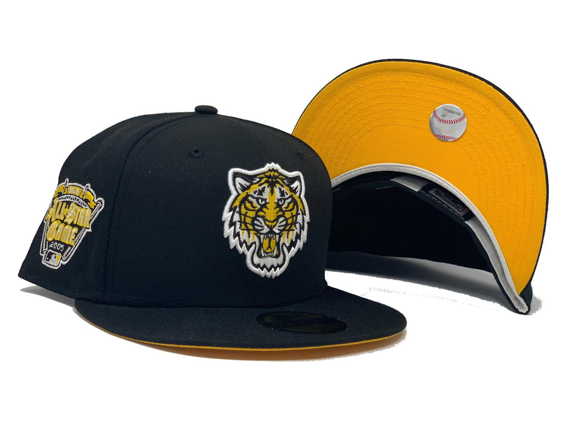 DETROIT TIGERS 2005 ALL STAR GAME BLACK YELLOW BRIM NEW ERA FITTED HAT