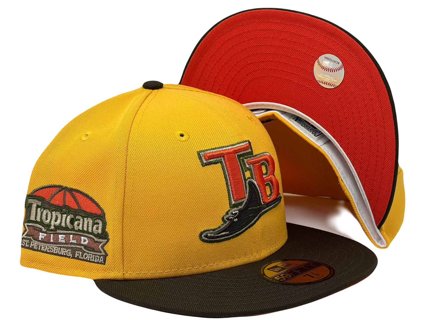 Tampa Bay Rays Tropicana Field Taxi Yellow Brown Visor Orange Brim New Era Fitted Hat