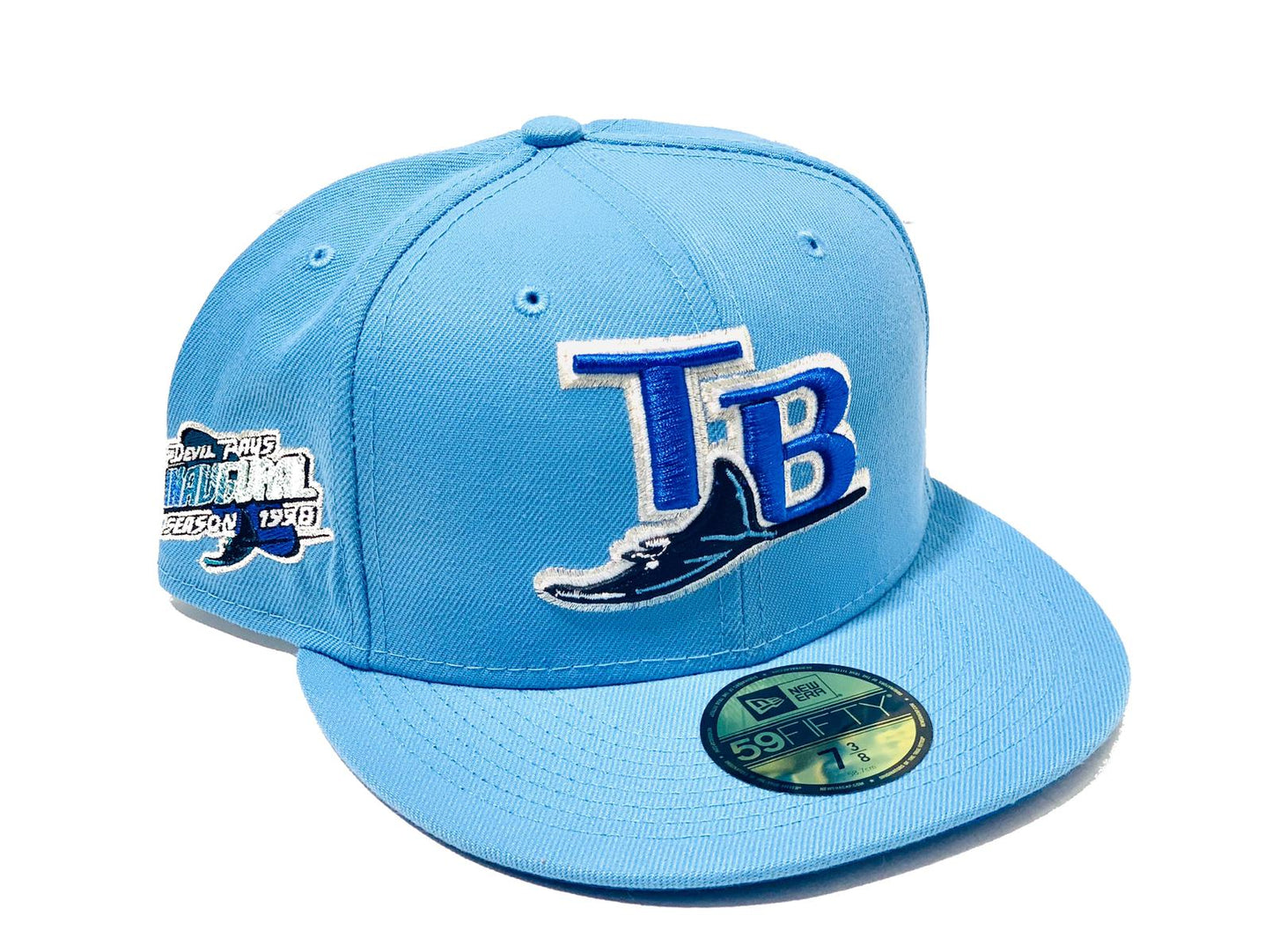 TAMPA BAY 1998 INAUGURAL SEASON SKY BLUE ROYAL BRIM NEW ERA FITTED HAT
