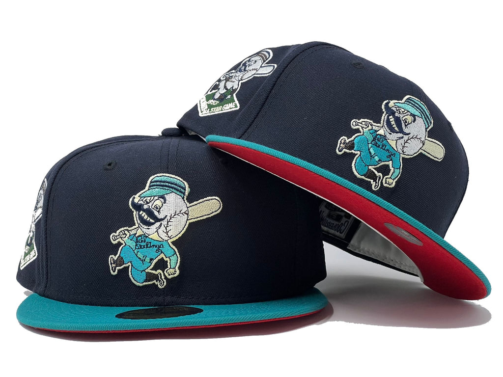 Cincinnati Reds 1953 All Star Game Navy Teal Visor Red Brim New Era Fitted Hat