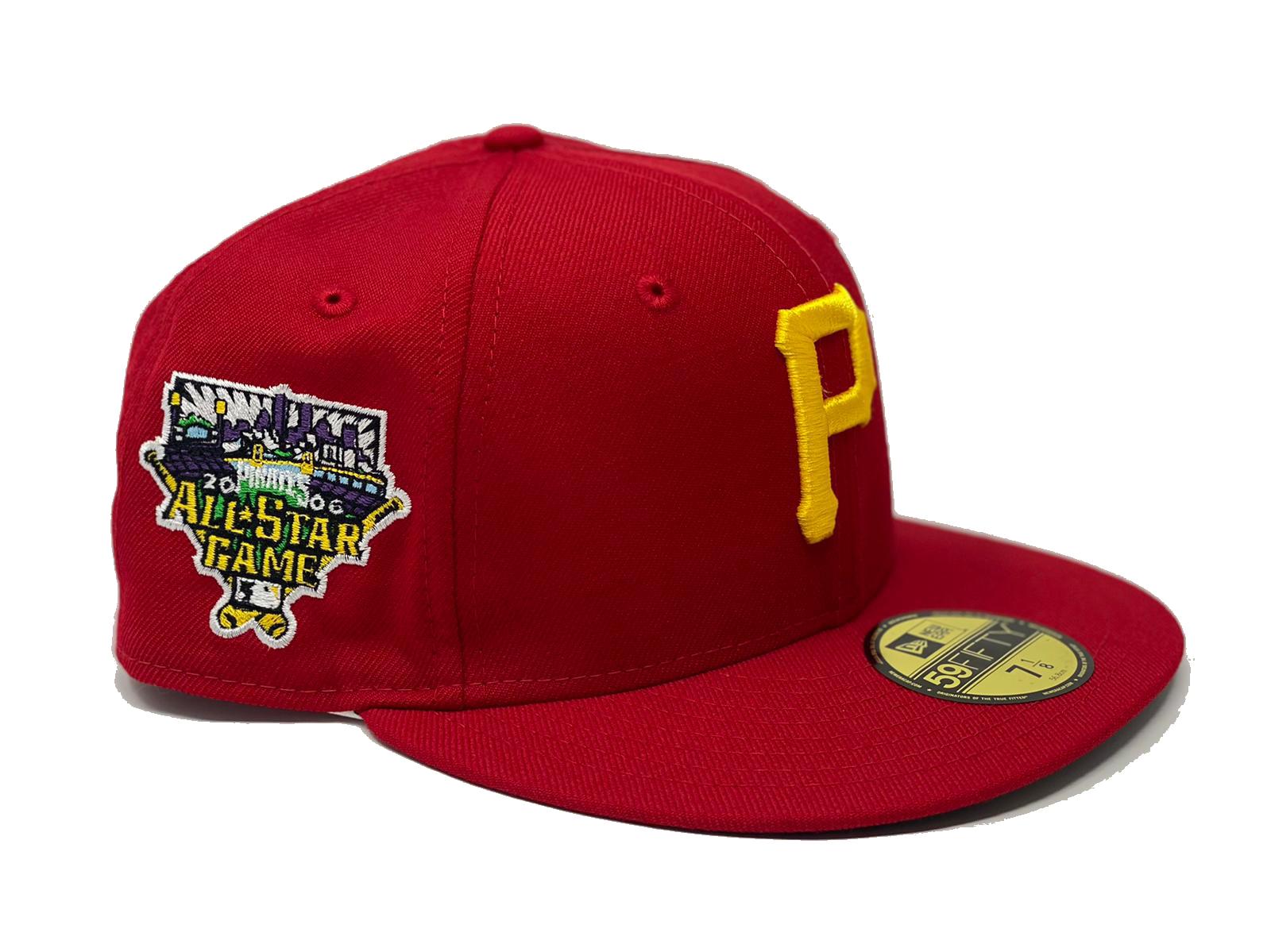 Pittsburgh Pirates 2006 All Star Game 59FIFTY New Era Fitted Hat (Glow in The Dark H Red Maroon Blush Sky Under BRIM) 7 1/8