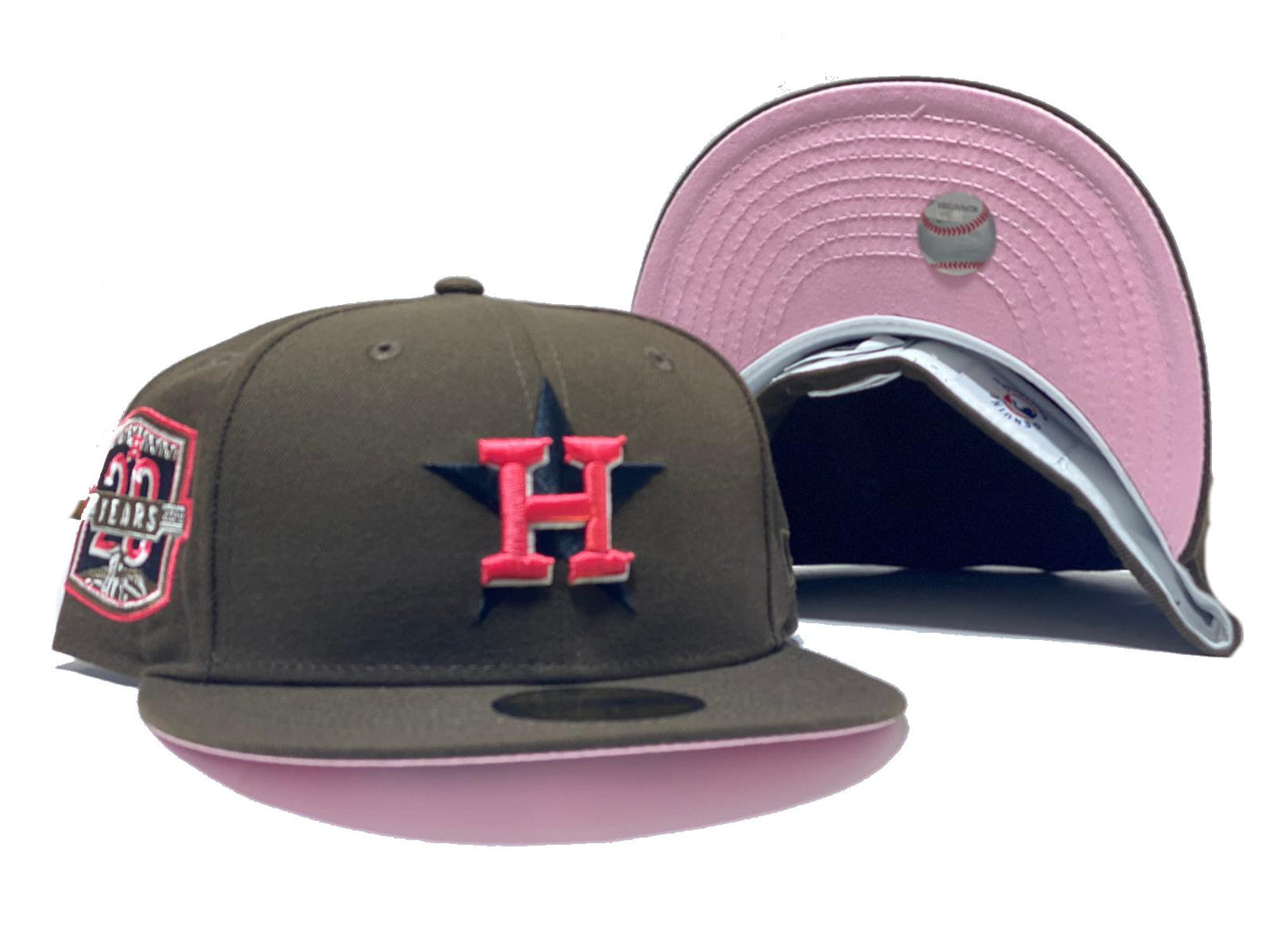HOUSTON ASTRO 20TH ANNIVERSARY WALNUT PINK BRIM NEW ERA FITTED HAT