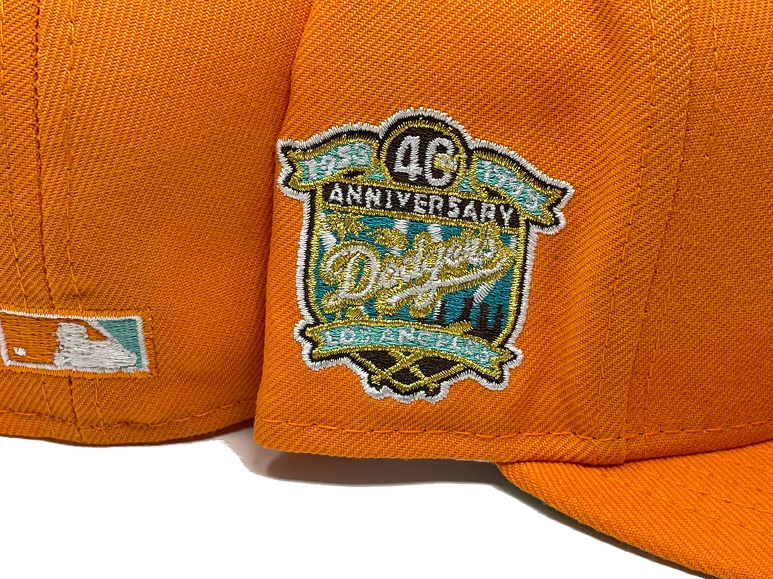 LOS ANGELES DODGERS 40TH ANNIVERSARY TANGO ORANGE CLEAR MINT BRIM NEW ERA FITTED HAT