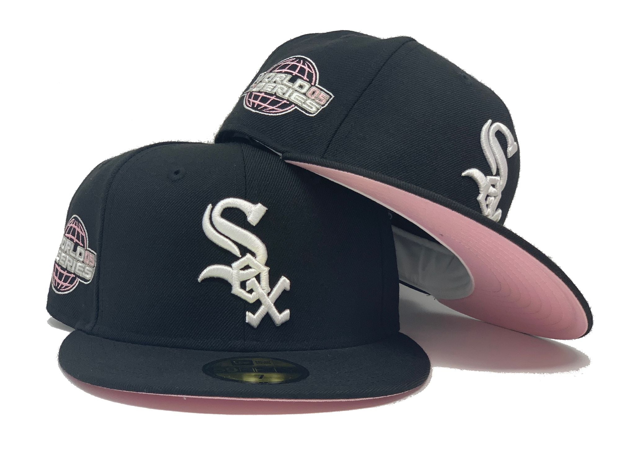 New Era Mens MLB Chicago White Sox World Series 2005 59FIFTY Fitted Hat 70582852 Black, Mint Undervisor 7 5/8