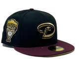 ARIZONA DIAMONDBACKS  1998 INAUGURAL SEASON BLACK MAROON VISOR VEGAS GOLD BRIM NEW ERA FITTED HAT