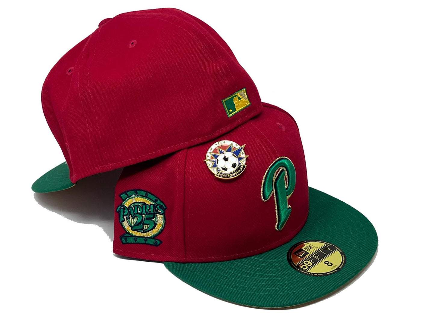 SAN DIEGO PADRES 25TH ANNIVERSAY " WORLD CUP SOCCER PACK" METALLIC GOLD BRIM NEW ERA FITTED HAT