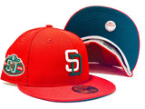 SAN DIEGO PADRES 50TH ANNIVERSARY XMAS COLOR RED GREEN BRIM NEW ERA FITTED HAT