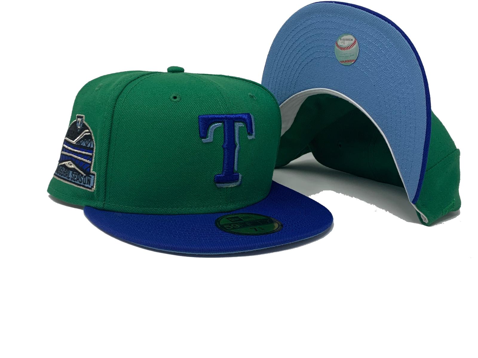Texas Rangers Inaugural Season New Era 59FIFTY Fitted Hat (GITD Khaki Navy Green Under BRIM) 7 1/8