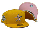 HOUSTON ASTROS  2005 WORLD SERIES YELLOW PINK BRIM NEW ERA FITTED HAT