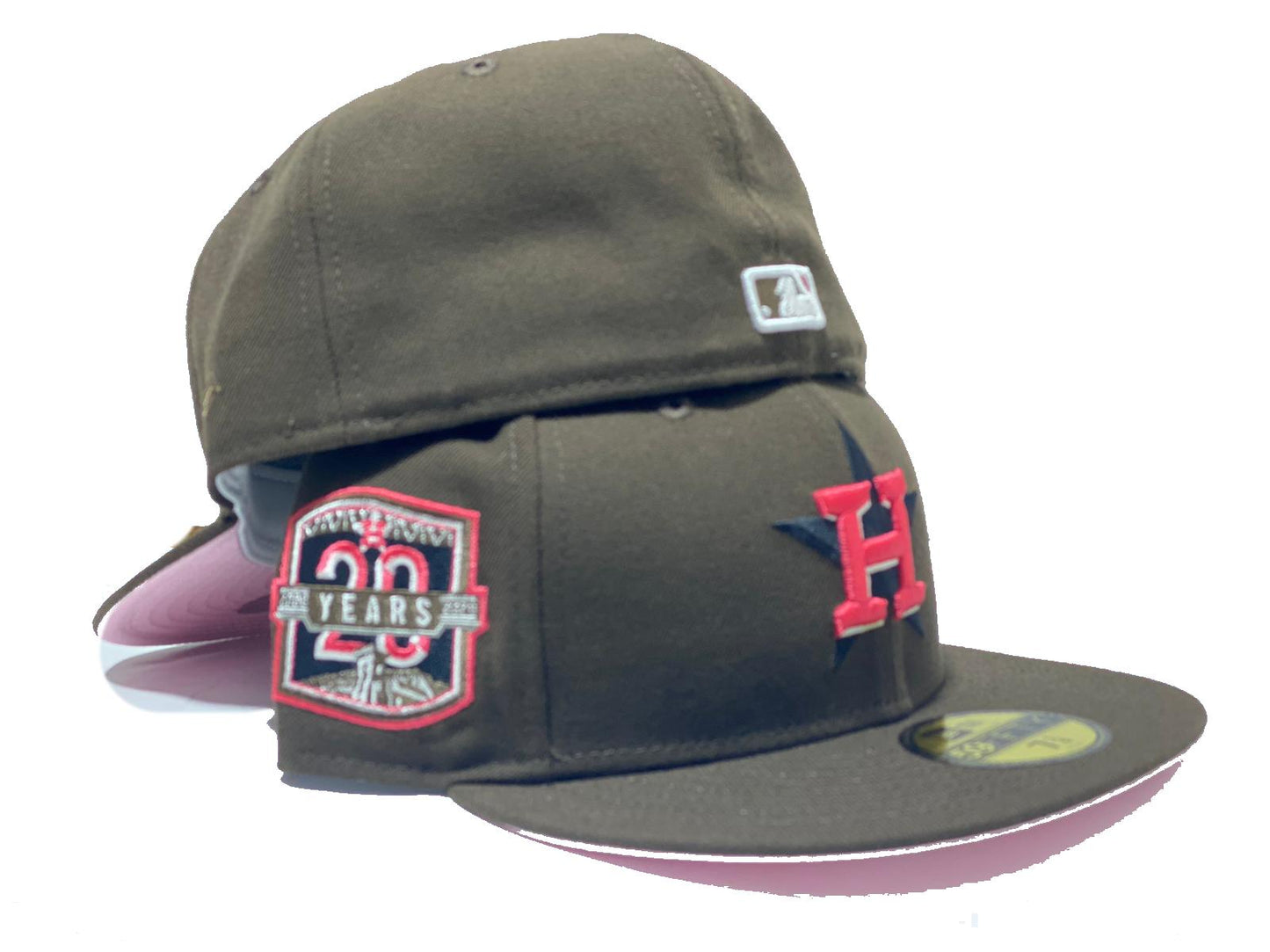 HOUSTON ASTRO 20TH ANNIVERSARY WALNUT PINK BRIM NEW ERA FITTED HAT
