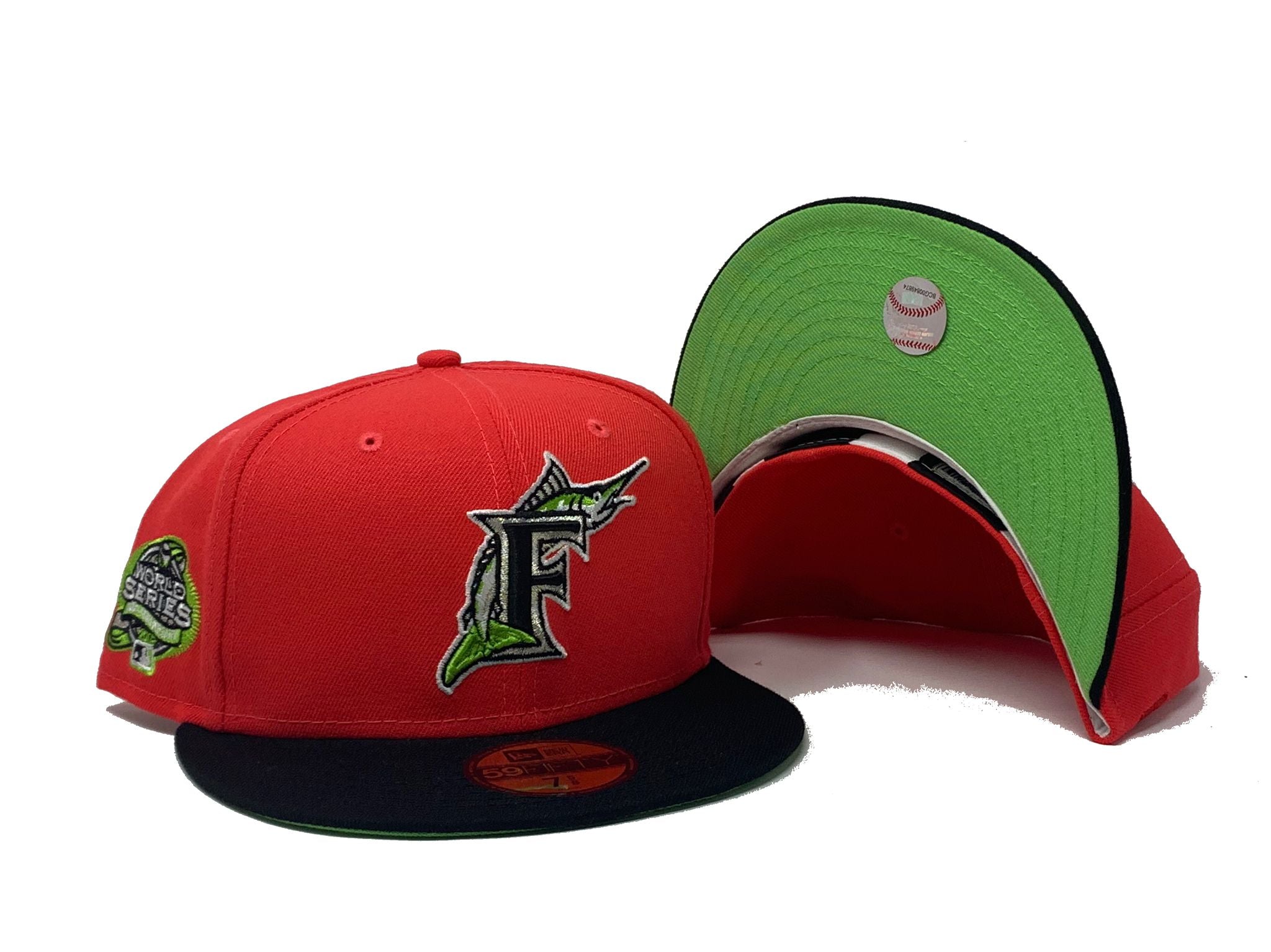 Lids Florida Marlins New Era 2003 World Series Champions Cyber Highlighter  59FIFTY Fitted Hat - Green/Red