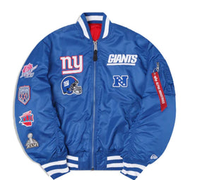 NEW YORK GIANTS  * Alpha Industries MA-1 ROYAL BLUE NEW ERA Bomber Jacket