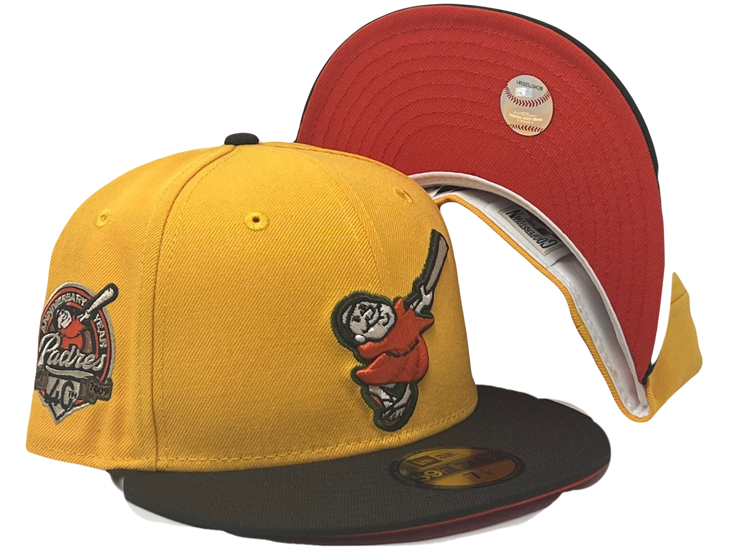 SAN DIEGO PADRES 40TH ANIIVERSARY TAXI YELLOW BROWN VISOR ORANGE BRIM NEW ERA FITTED HAT