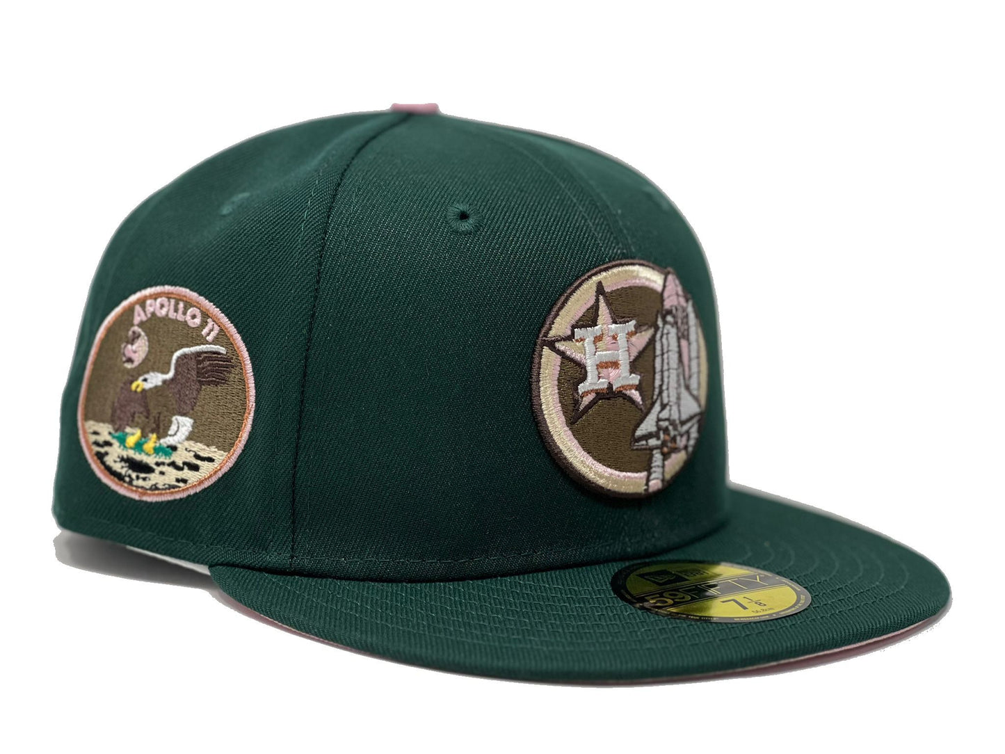 HOUSTON ASTROS APOLLO 11 DARK GREEN PINK BRIM NEW ERA FITTED HAT