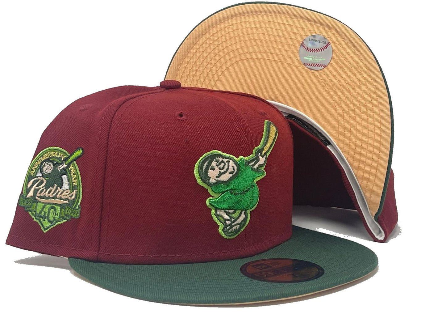 SAN DIEGO PADRES 40TH ANNIVERSARY PEACH BRIM NEW ERA FITTED HAT