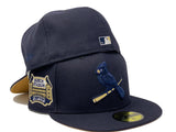 ST.LOUIS CARDINALS BUSCH STADIUM NAVY METALLIC GOLD BRIM NEW ERA FITTED HAT