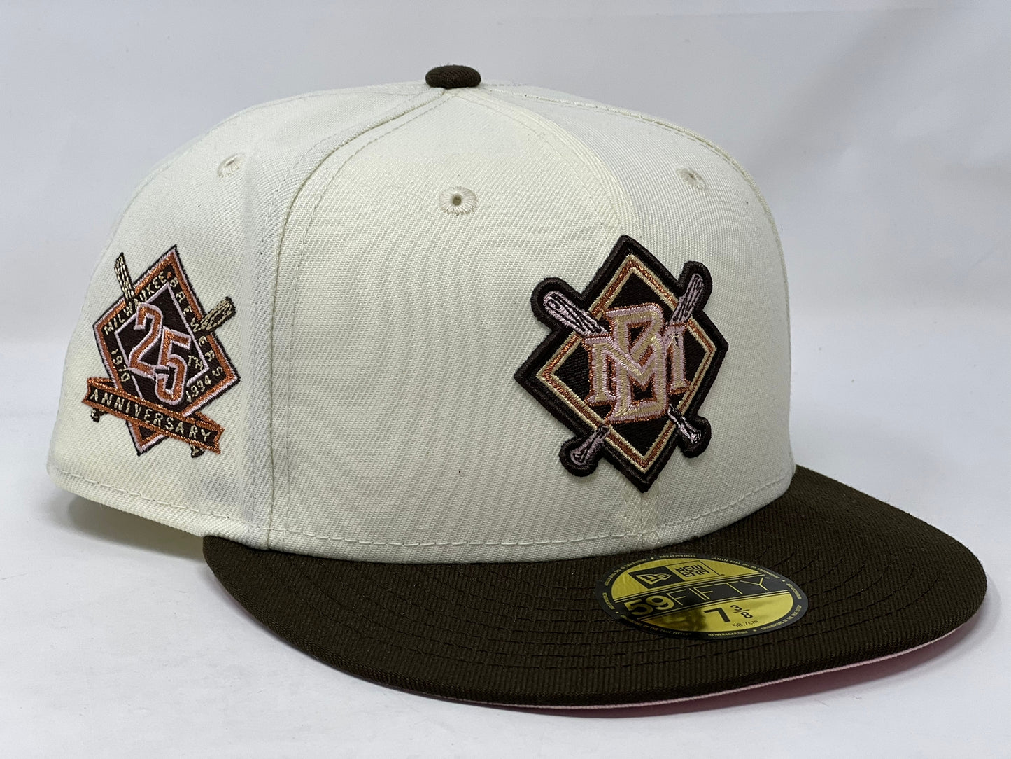 Milwaukee Brewers 25th Anniversary Pink Brim New Era Fitted Hat